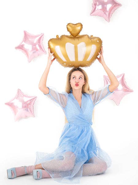 Giant Gold Foil Crown Balloon | Air or Helium Filled | 20 x 17 Inches