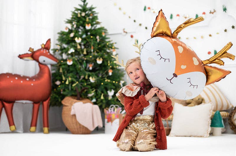 Deer Foil Balloon - Woodland Party Centerpiece | 28.5x25 Inches