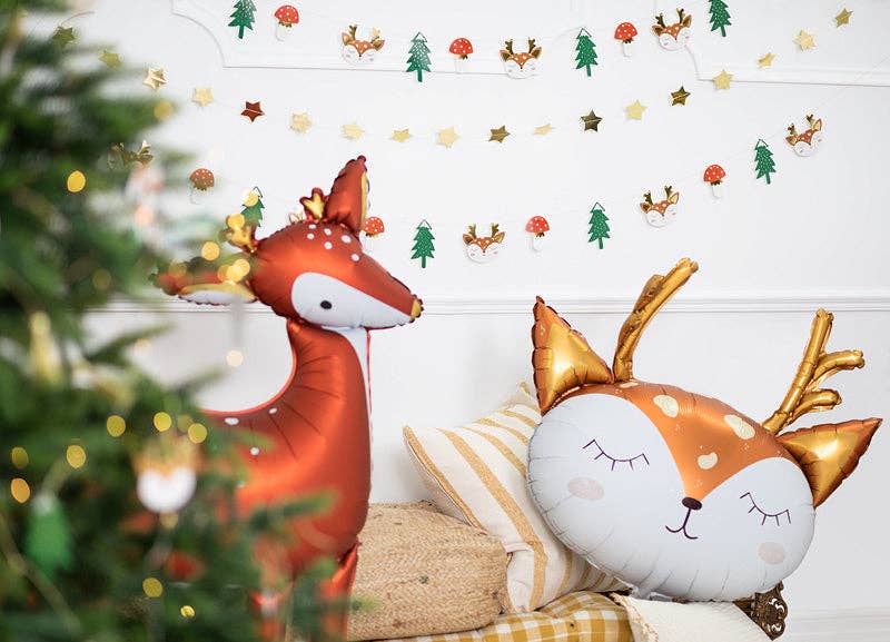 Deer Foil Balloon - Woodland Party Centerpiece | 28.5x25 Inches
