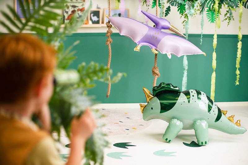 Triceratops Standing Foil Balloon - Dinosaur Birthday Decoration | 36.5x19 Inches