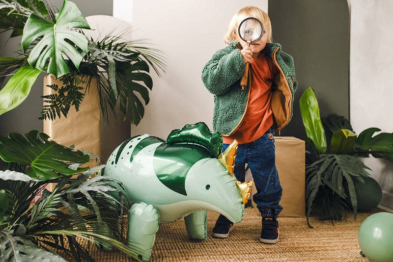 Triceratops Standing Foil Balloon - Dinosaur Birthday Decoration | 36.5x19 Inches