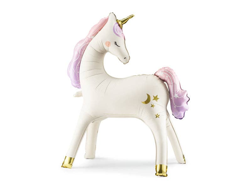Foil Unicorn Balloon - Beige with Gold & Pastel Accents | 44.5x32.7 Inches | Air Filled