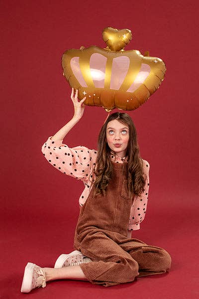 Giant Gold Foil Crown Balloon | Air or Helium Filled | 20 x 17 Inches