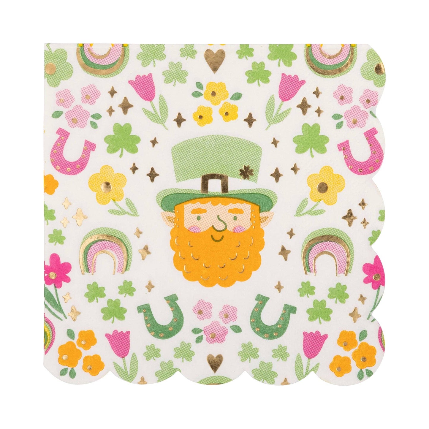 Foil Leprechaun Scallop Cocktail Napkin