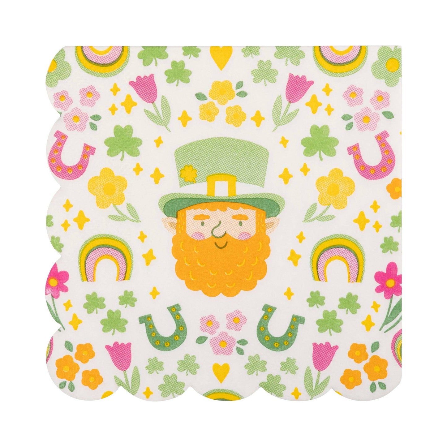 Foil Leprechaun Scallop Cocktail Napkin