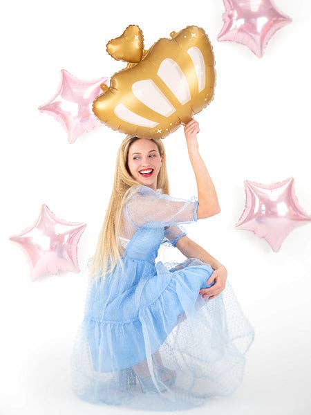Giant Gold Foil Crown Balloon | Air or Helium Filled | 20 x 17 Inches