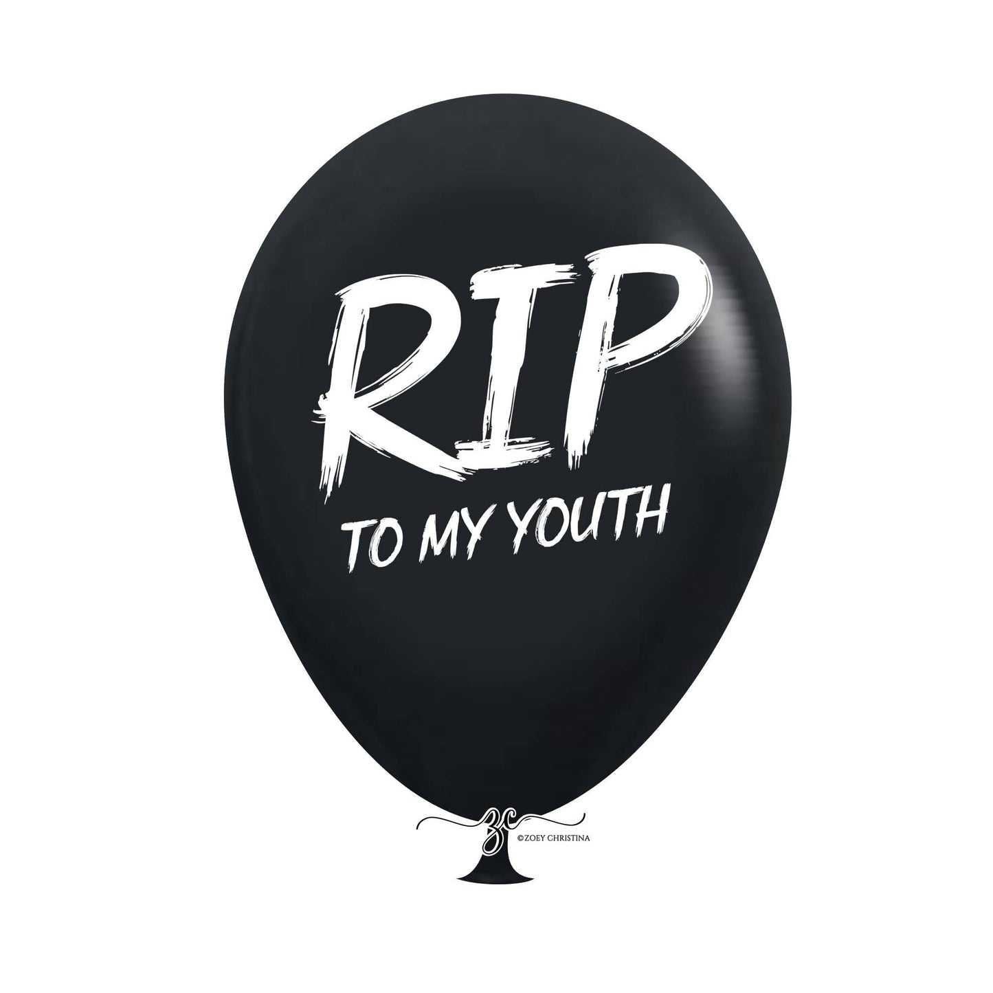 12 Inch "RIP to My Youth" latex balloons