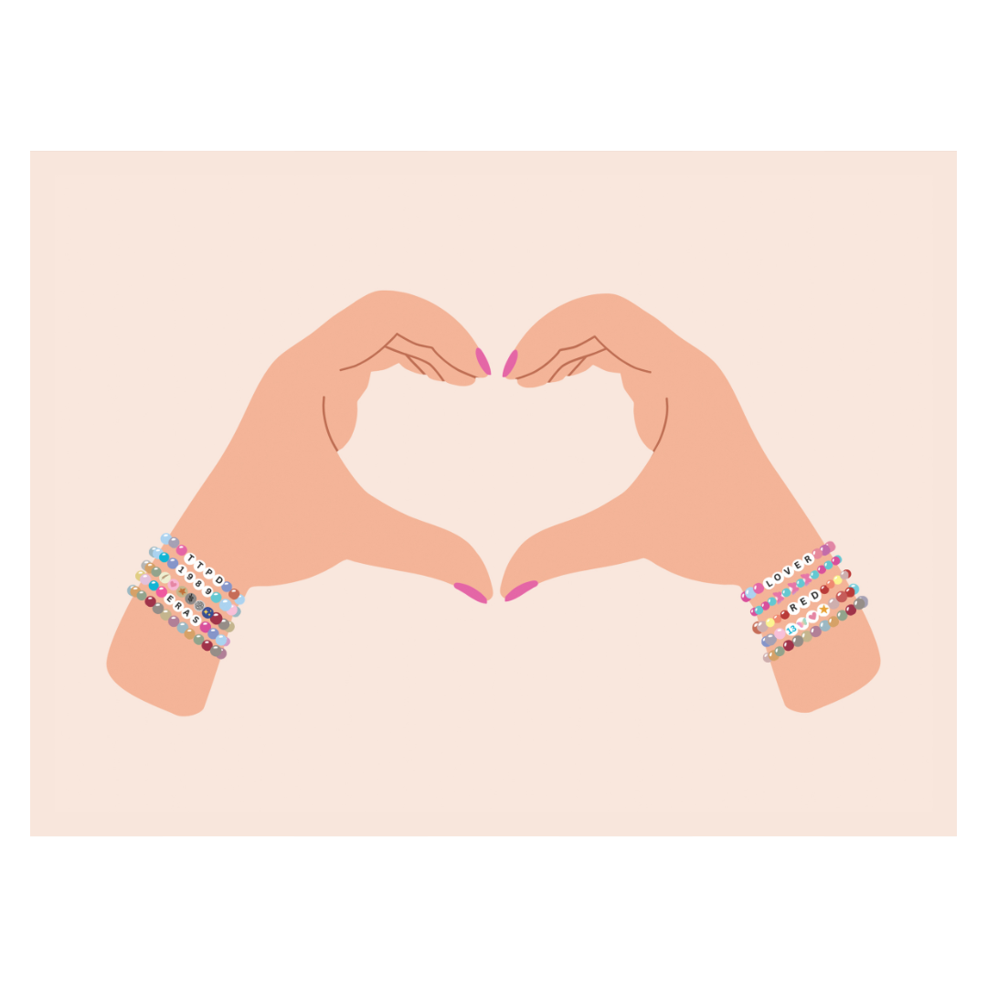 Swiftie Friendship Bracelet Heart Hands Banner Je T'Aime Banner (Neutral) |  36x26"