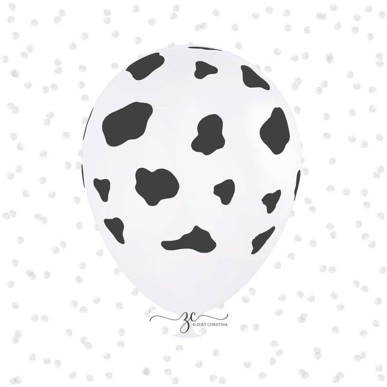 12 Inch Cow Print Latex Balloon