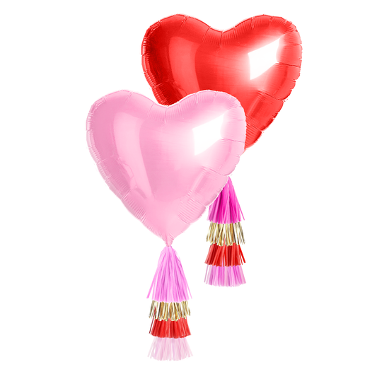 Jumbo Mylar Heart Balloon Pair with Tassels (Valentine's)