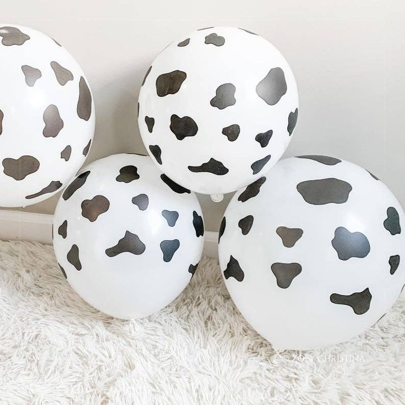 12 Inch Cow Print Latex Balloon