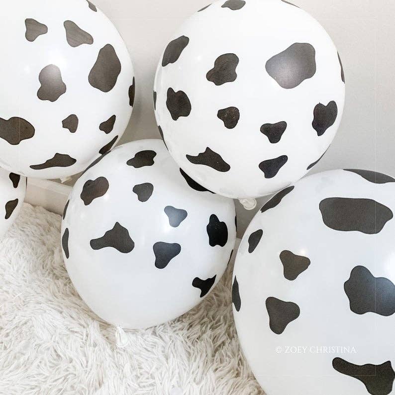 12 Inch Cow Print Latex Balloon